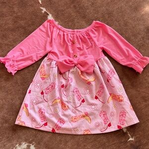 Girls Pink Cowgirl Boot Dress